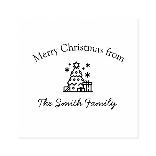 Merry Christmas Tree Stamp Rubberstempel (Afrduk)