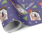 Merry Christmas Tree Stars Snowflakes 2 Foto's Cadeaupapier (Rol Hoek)