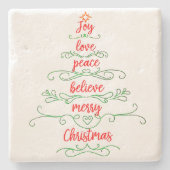 Merry Christmas Tree Stone Onderzetter (Voorkant)