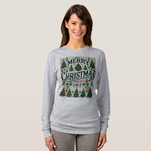 Merry Christmas Tree T-Shirt Design (Voorkant volledig)