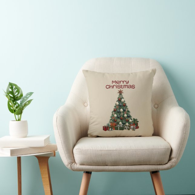 Merry Christmas Tree Throw Pillow Kussen (Stoel)