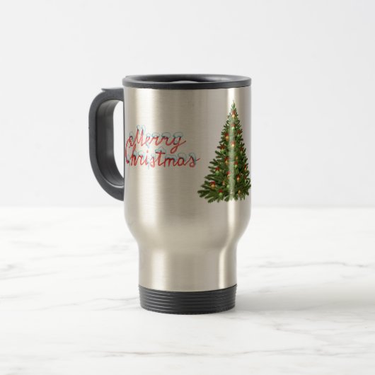 Merry Christmas Tree Travel Commuter Coffee Mug Reisbeker (Voorkant links)