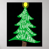 Merry Christmas Tree Tygraphy For Men Women Kid T  Poster (Voorkant)