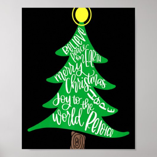 Merry Christmas Tree Tygraphy For Men Women Kid T Poster (Voorkant)