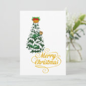 Merry Christmas Tree Watercolor Custom  Kaart (Staand voorkant)