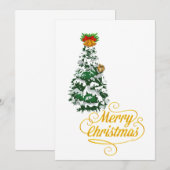Merry Christmas Tree Watercolor Custom  Kaart (Voorkant / Achterkant)