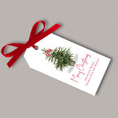 Merry Christmas Tree Waterverf Custom Cadeaulabel