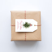 Merry Christmas Tree Waterverf Custom Cadeaulabel