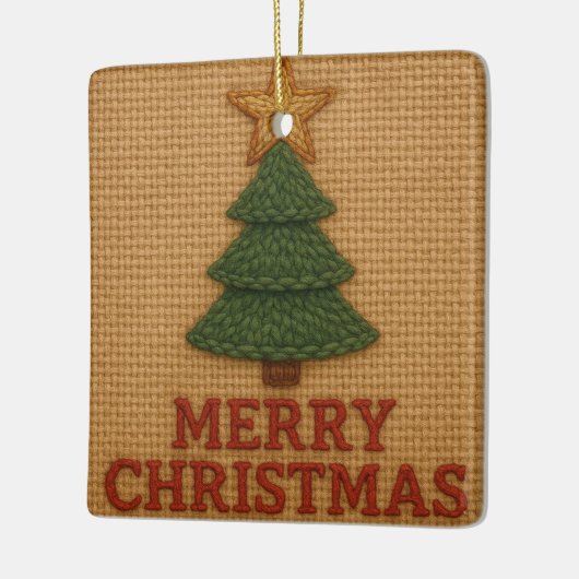 Merry Christmas tree with a knitted feel Keramisch Ornament (Links)