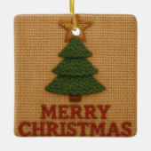 Merry Christmas tree with a knitted feel Keramisch Ornament (Voorkant)
