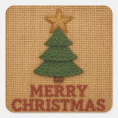 Merry Christmas tree with a knitted feel Vierkante Sticker (Voorkant)