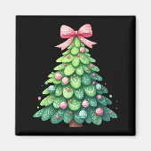 Merry Christmas Tree With Coquette Bow Xmas Holida Magneet (Voorkant)