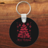 Merry Christmas Tree With Snowflakes Holiday Festi Sleutelhanger (Voorkant)