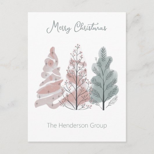 Merry Christmas Trees Bedrijf QR Code Briefkaart (Voorkant)