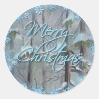 MERRY CHRISTMAS TREES by SHARON SHARPE Ronde Sticker