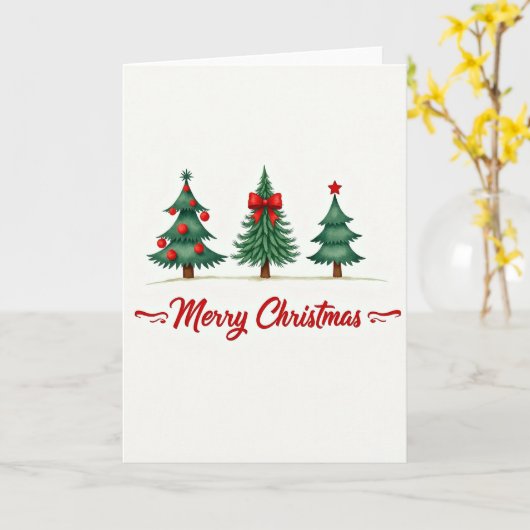 Merry Christmas Trees Card Kaart (Gele Bloem)