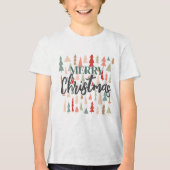 Merry Christmas Trees, Christmas Graphic tee Tri-Blend Shirt (Voorkant)