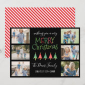 Merry Christmas Trees Collage Feestdagenkaart (Voorkant / Achterkant)