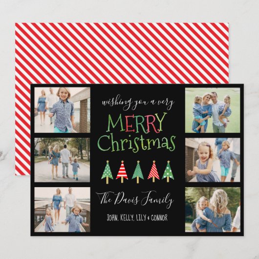 Merry Christmas Trees Collage Feestdagenkaart (Voorkant / Achterkant)