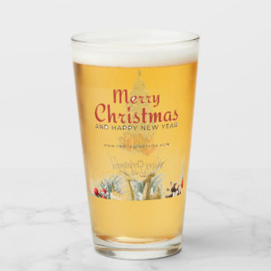 Merry Christmas Tree's Gift's Deer's Glass Cup Glas