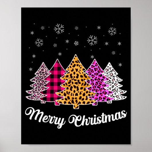 Merry Christmas Trees Leopard Nk Shirt For Women G Poster (Voorkant)
