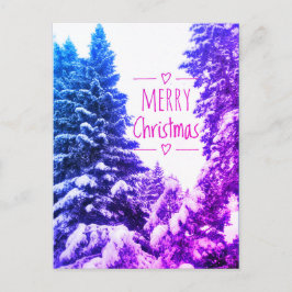 MERRY CHRISTMAS TREES PURPINK BRIEFKAART