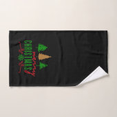 Merry Christmas Trees Text On Black Bad Handdoek (Handdoek)