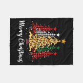 Merry Christmas Trees With Buffalo Plaid & Leo Fleece Deken (Voorkant (Horizontaal))