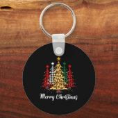 Merry Christmas Trees With Buffalo Plaid &amp; Leo Sleutelhanger (Voorkant)