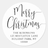 Merry Christmas Trendy Script Round Return Adres Ronde Sticker (Voorkant)