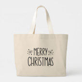 Merry Christmas Trendy zwarte tekst minimalist Grote Tote Bag (Achterkant)