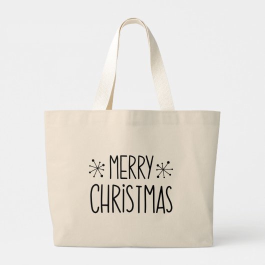 Merry Christmas Trendy zwarte tekst minimalist Grote Tote Bag (Achterkant)