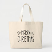 Merry Christmas Trendy zwarte tekst minimalist Grote Tote Bag (Voorkant)