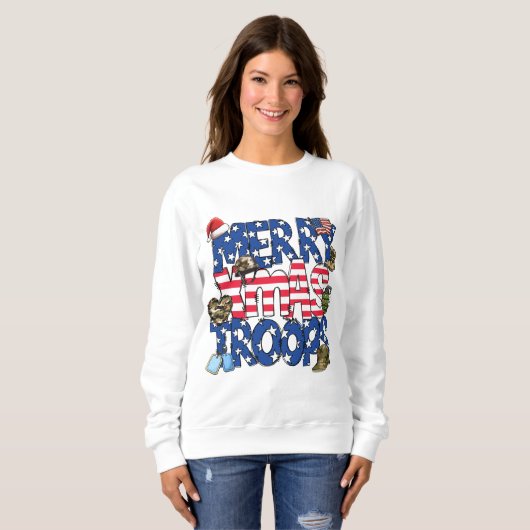 Merry Christmas Troops Sweatshirt T-shirt (Voorkant volledig)