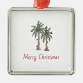 Merry Christmas Tropical Beach Palm Trees Metalen Ornament (Voorkant)