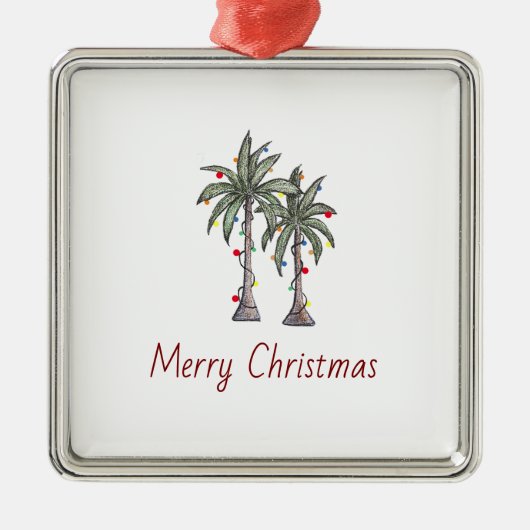 Merry Christmas Tropical Beach Palm Trees  Metalen Ornament (Voorkant)