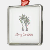 Merry Christmas Tropical Beach Palm Trees Metalen Ornament (Links)