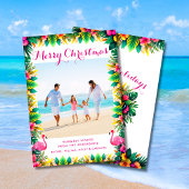Merry Christmas Tropical Coastal Photo Feestdagenkaart