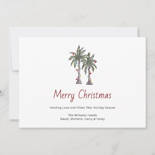 Merry Christmas Tropical Palm Trees Beach  Feestdagenkaart (Voorkant)
