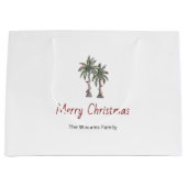 Merry Christmas Tropical Palm Trees Beach  Groot Cadeauzakje (Voorkant)