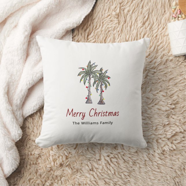Merry Christmas Tropical Palm Trees Beach  Kussen (Deken)