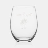 Merry Christmas Tropical Palm Trees Holiday   Wijnglas Zonder Voet (Achterkant)
