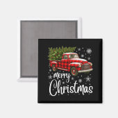 Merry Christmas Truck Buffalo Plaid Xmas Tree Men  Magneet (Voorkant / Achterkant)