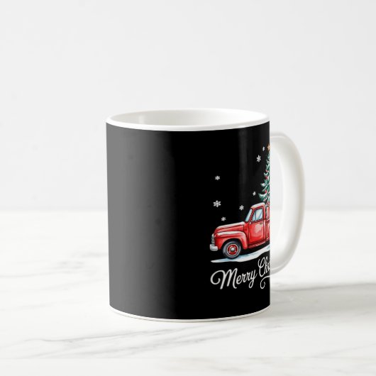 Merry Christmas Truck Funny Tree Essential  Koffiemok (Voorkant rechts)