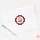 Merry Christmas Truck Rood Plaid Retouradres Ronde Sticker (Envelop)