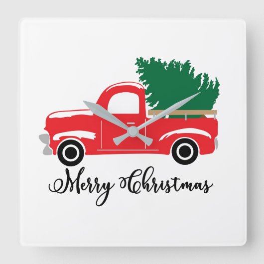 ** MERRY CHRISTMAS "TRUCK STYLE"* CLOCK VIERKANTE KLOK (Voorkant)
