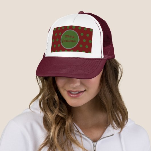 Merry Christmas Trucker Hat (Maroon & Hunter Green Pet (In situ)