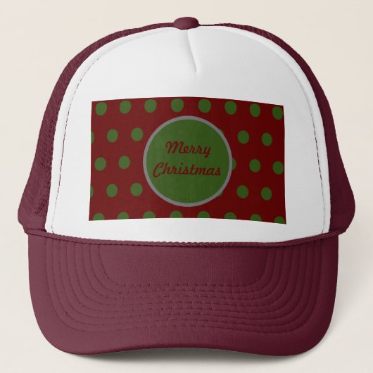 Merry Christmas Trucker Hat (Maroon & Hunter Green Pet (Voorkant)