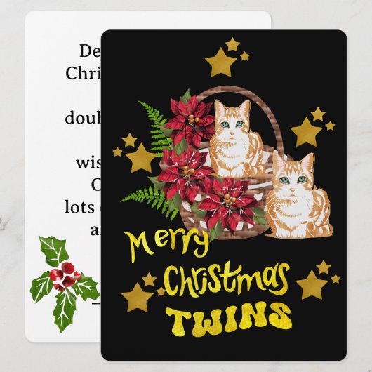 Merry Christmas Twins Feestdagenkaart (Voorkant / Achterkant)