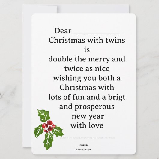 Merry Christmas Twins Feestdagenkaart (Achterkant)